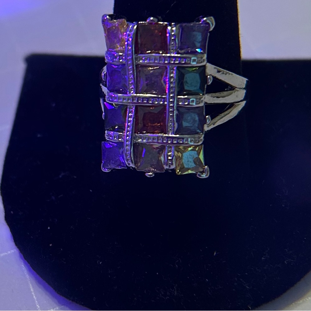 Multicolor Gemstone Silver Ring Size 10